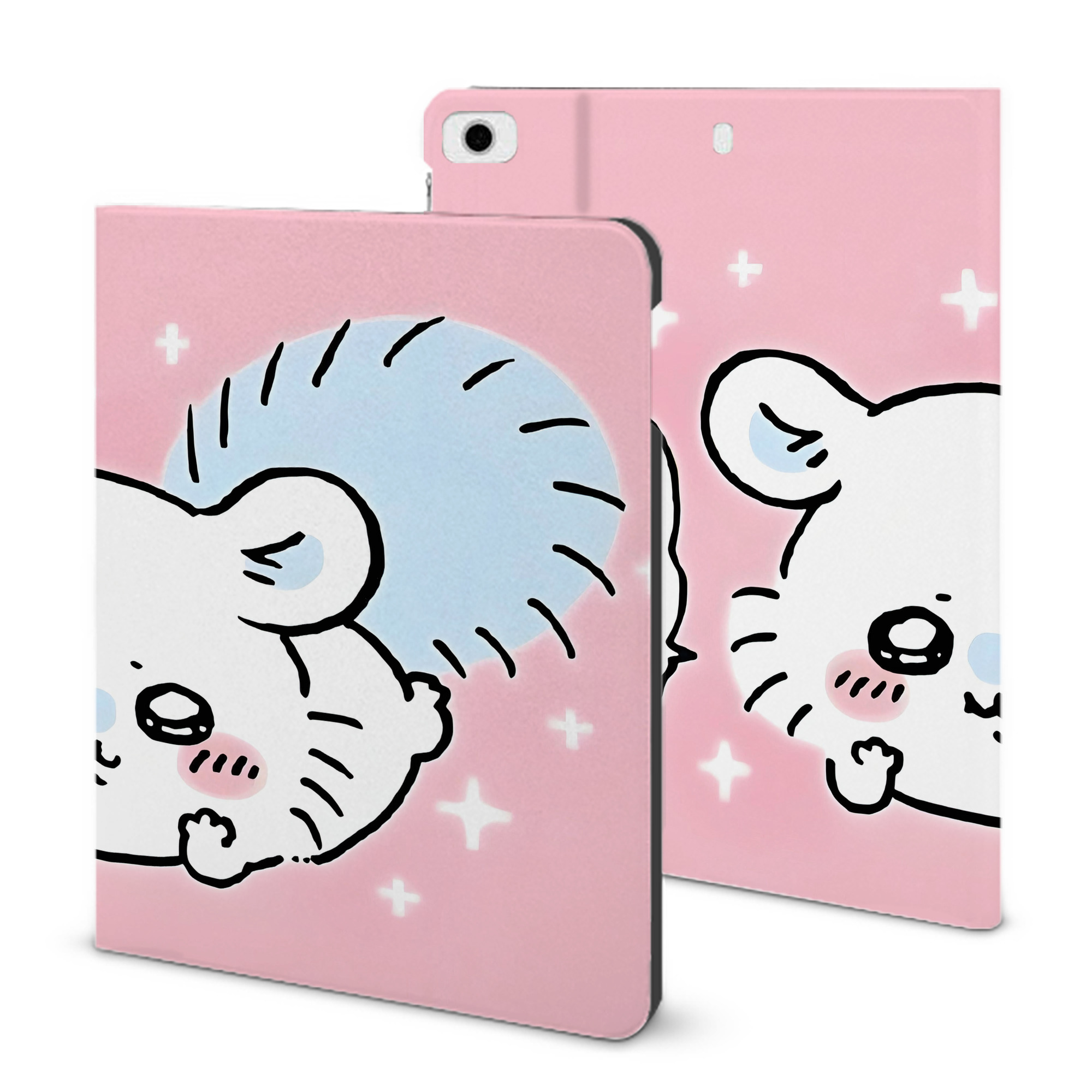 （画像用） ちいかわ Chii-kawa IPad ケース ブック型 PUレザー TPU 耐衝撃 軽量 薄型 ペン収納なし 全面保護 IPad 各モデル対応